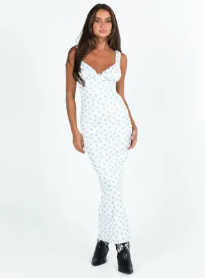 Classic and Modern Lupton Maxi Dress White / Blue Floral