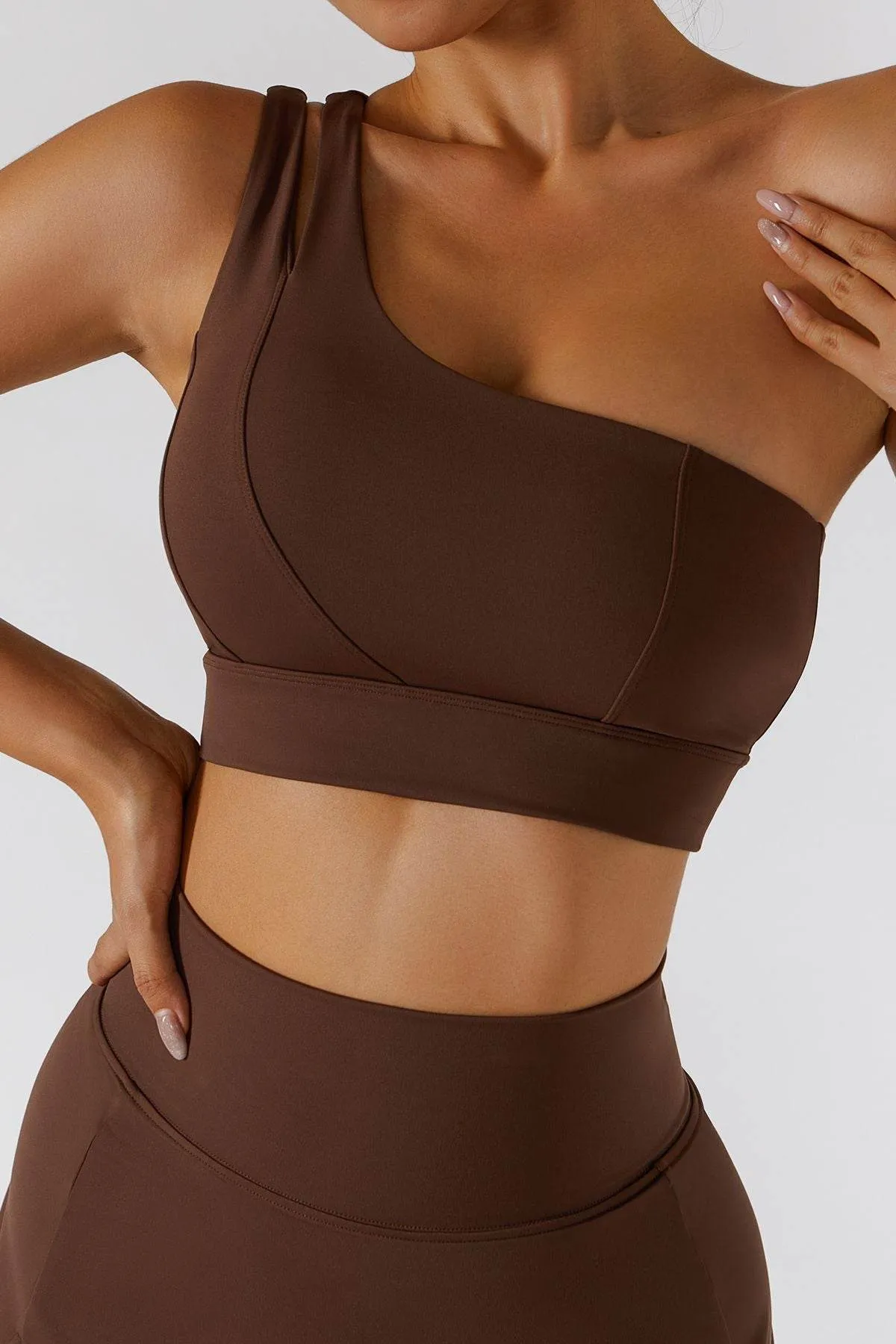 One Shoulder Sports Bra Chic Accessory Green Soul