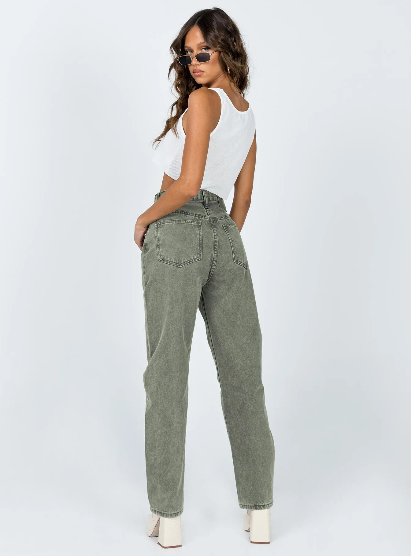 Holly Asymmetric Straight Leg Jean Green Denim slim fit ChafeFree Design