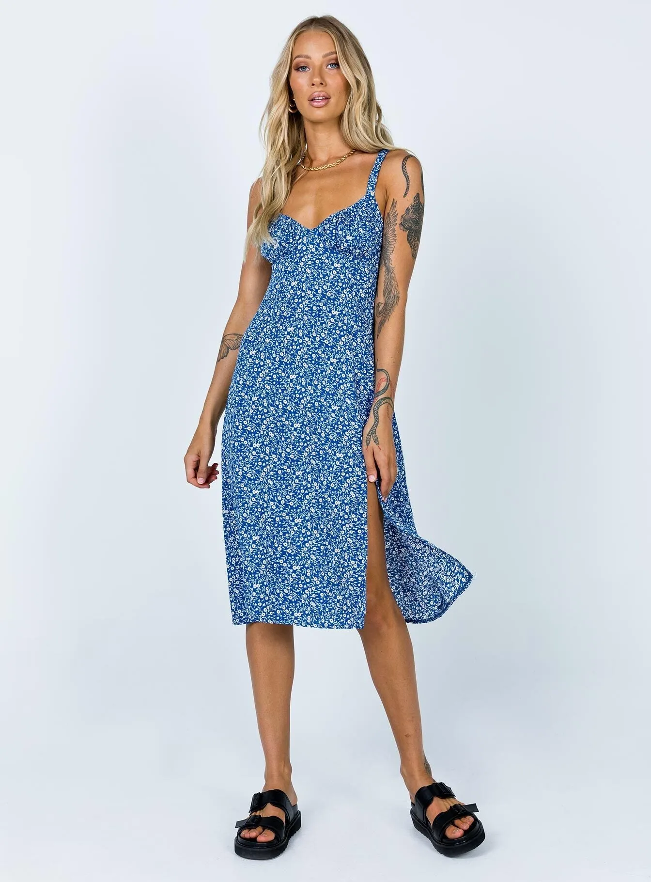 Sleek Look Trend Glow Georgia Midi Dress Navy Lower Impact