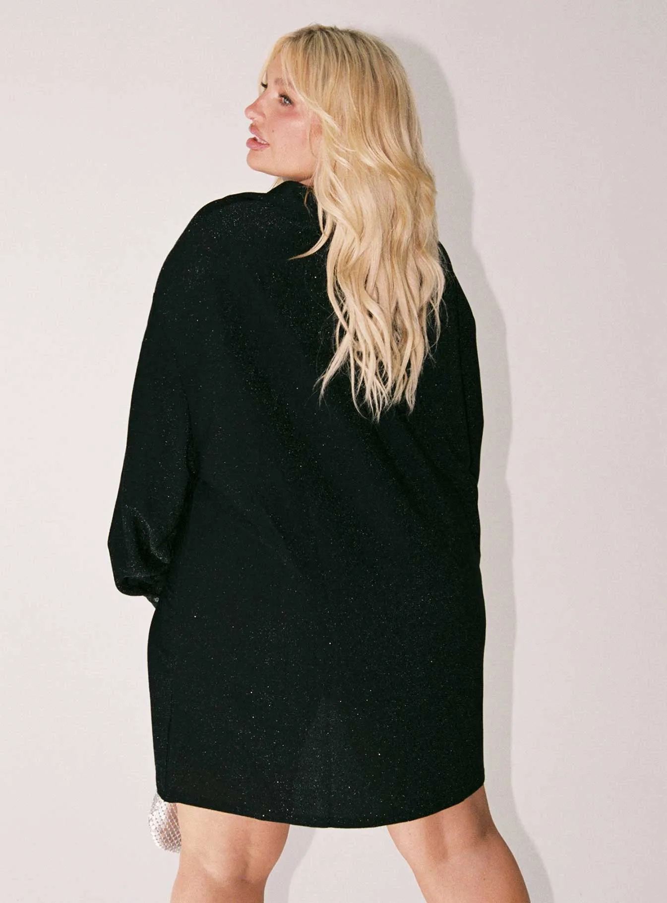 V-Neck Vintage-Inspired Evolving Shirt Dress Black Curve