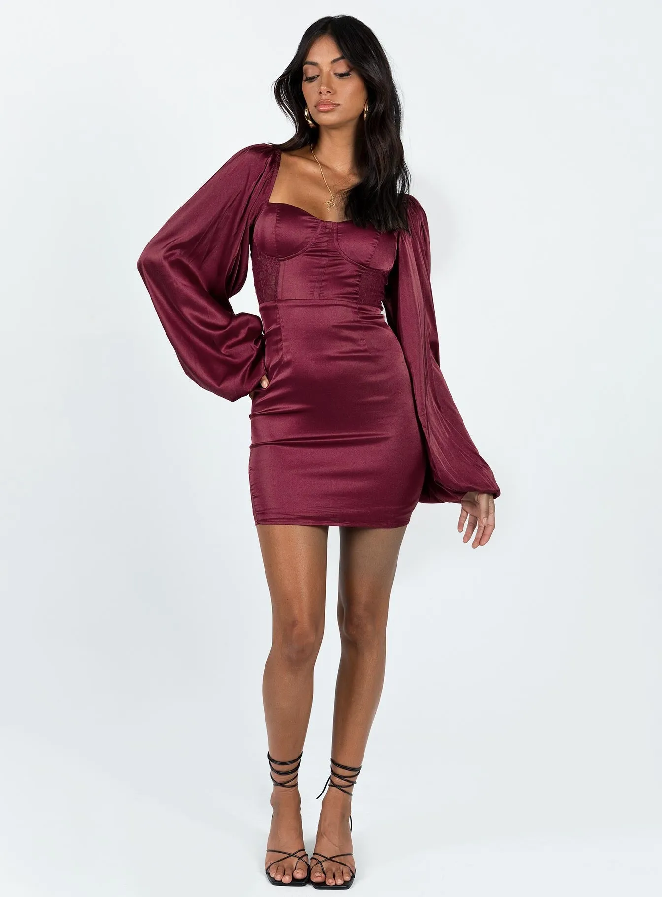 Flattering Layer Karuah Long Sleeve Mini Dress Burgundy
