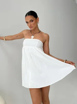 Osment Strapless Mini Dress White Sleeveless Cut Soft Waist