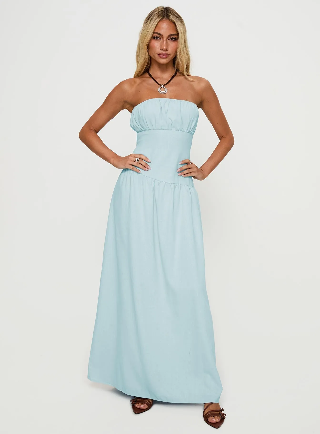 Figure-Skimming Slimming Shape Luabelle Strapless Maxi Dress Blue