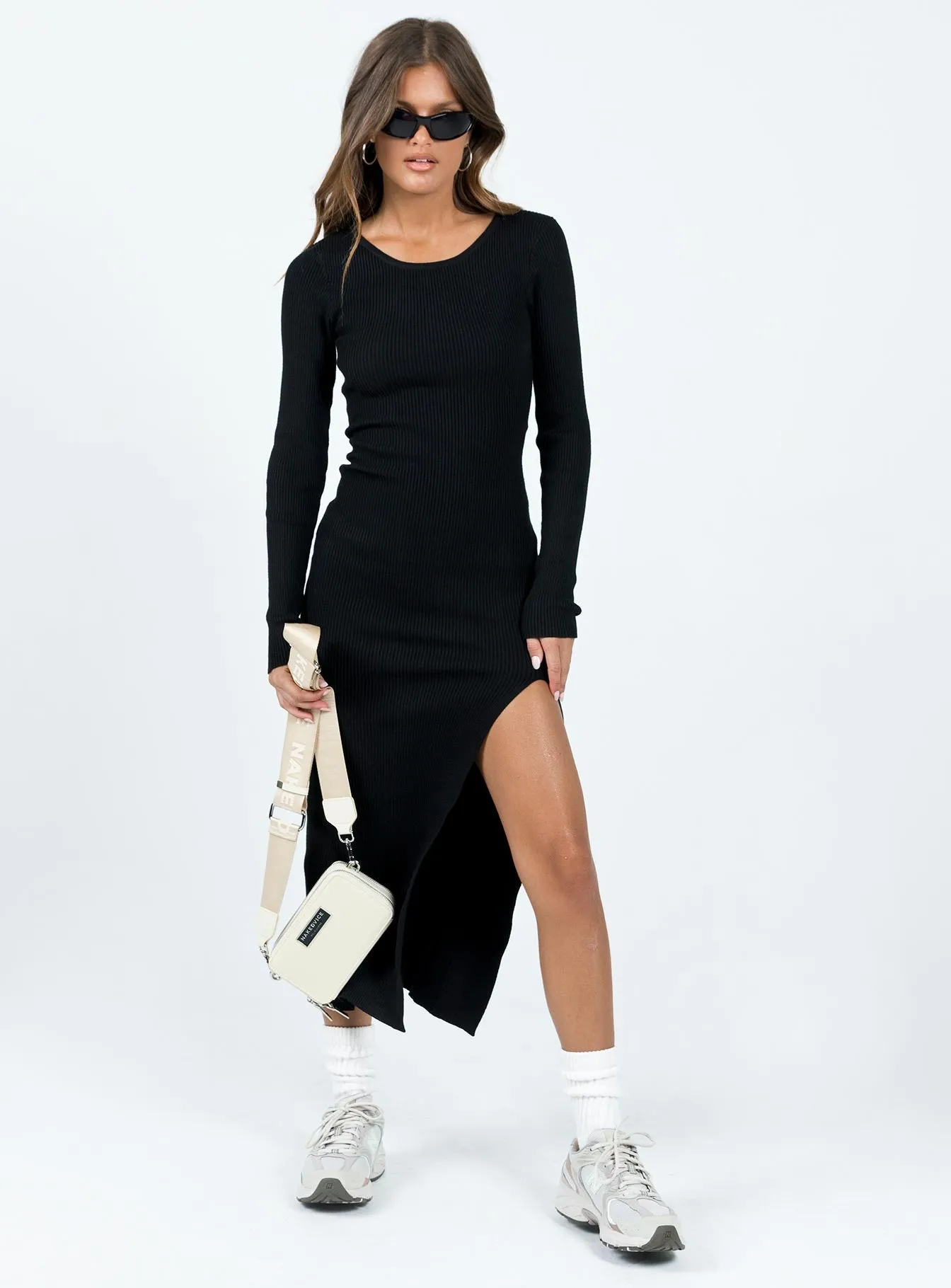 Fitro Long Sleeve Maxi Dress Black Comfortable and Soft
