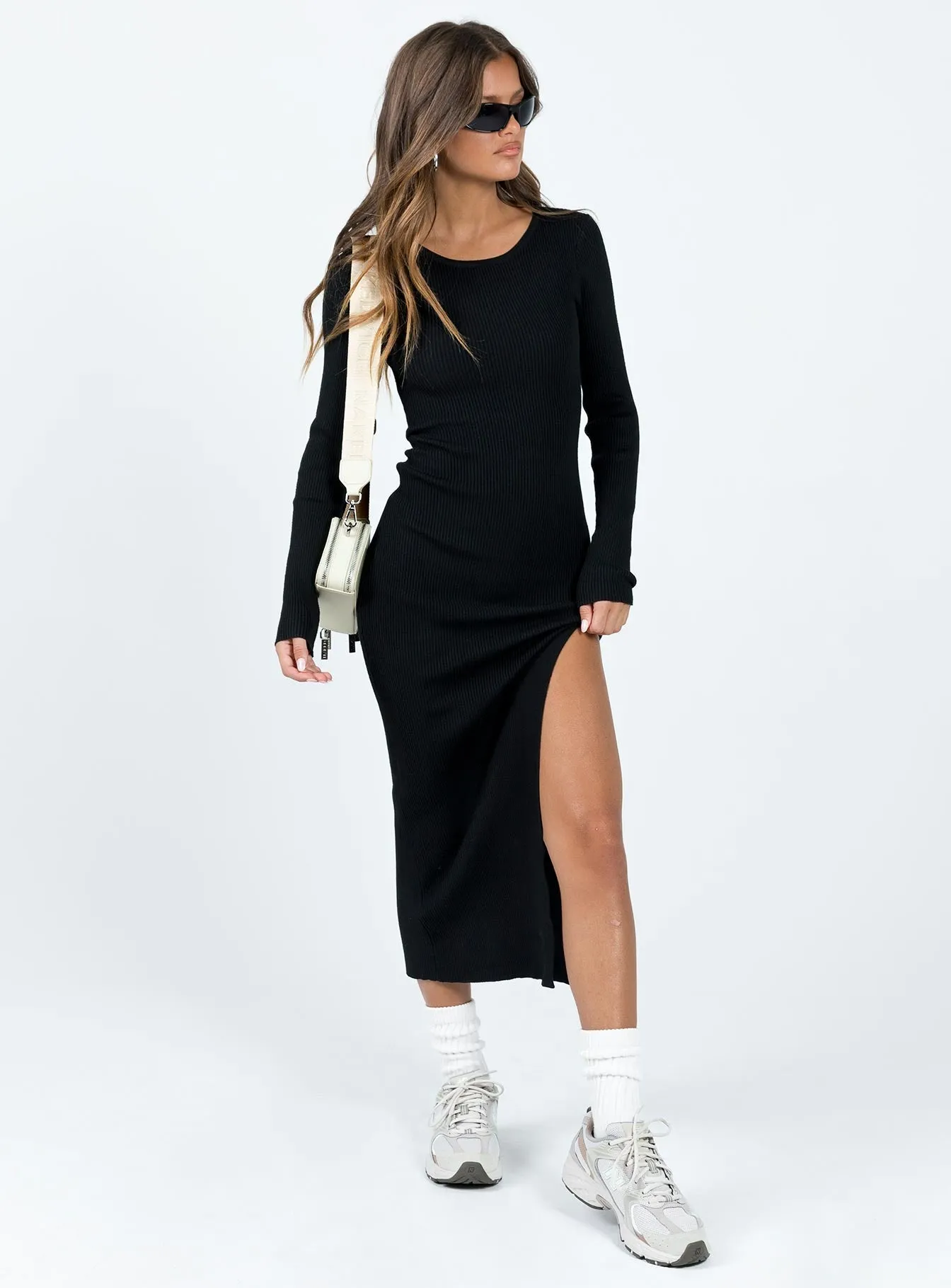 Street Flex Fitro Long Sleeve Maxi Dress Black