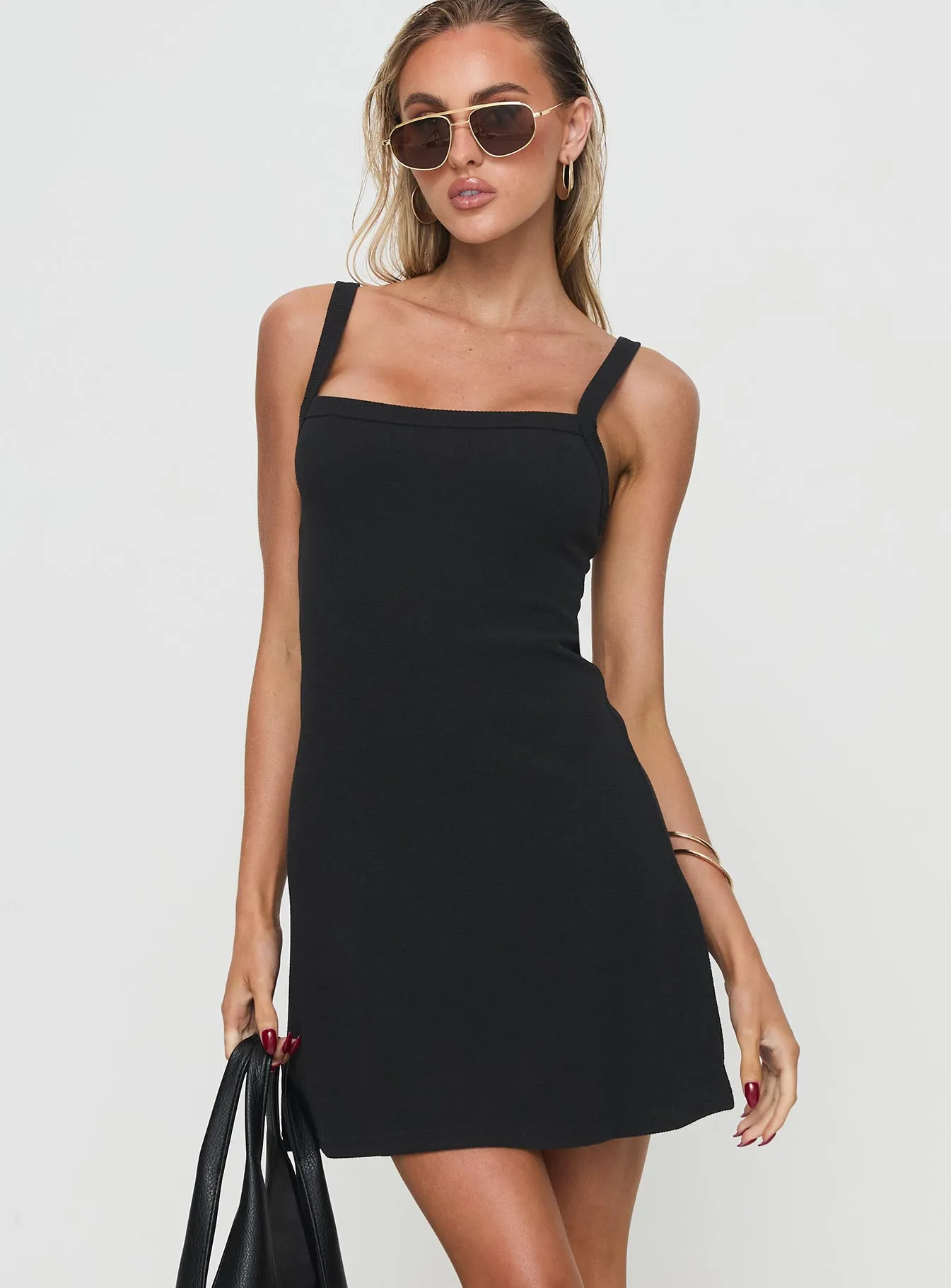 De Santis Mini Dress Black Sophisticated Waist