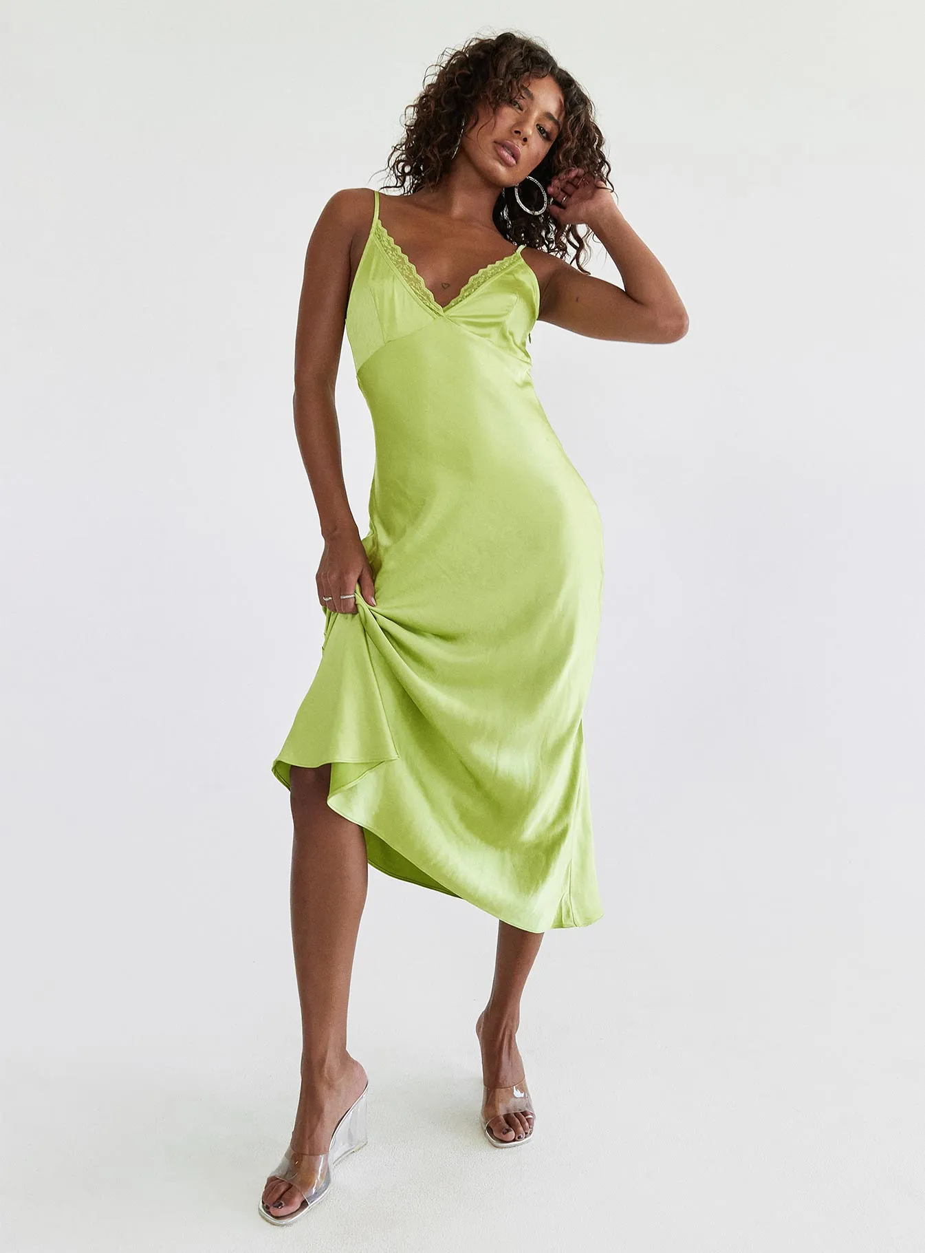 Trudence Midi Dress Green Essential Piece Refined Line