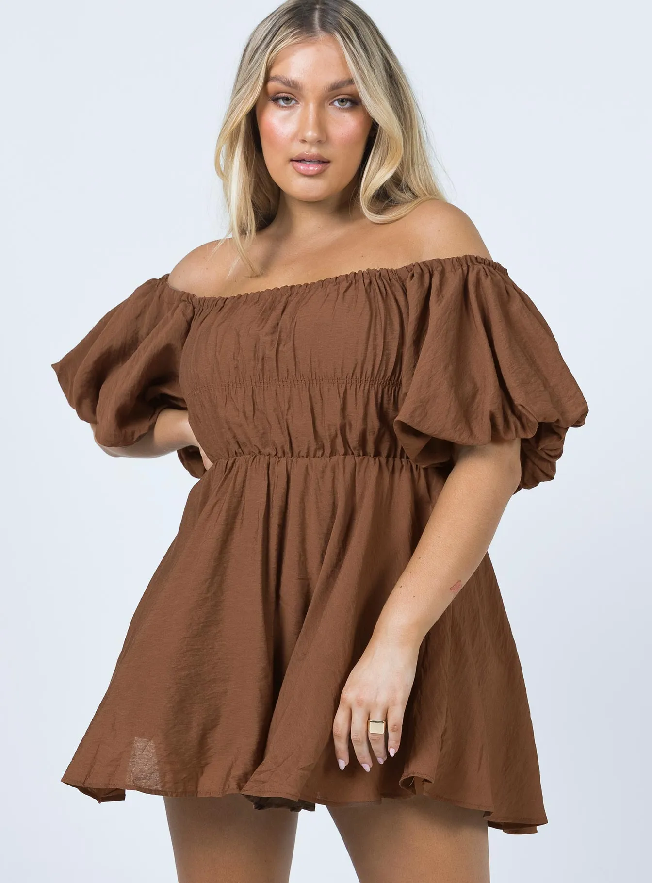 Fashionable Layer Fashion-Forward Halton Mini Dress Brown