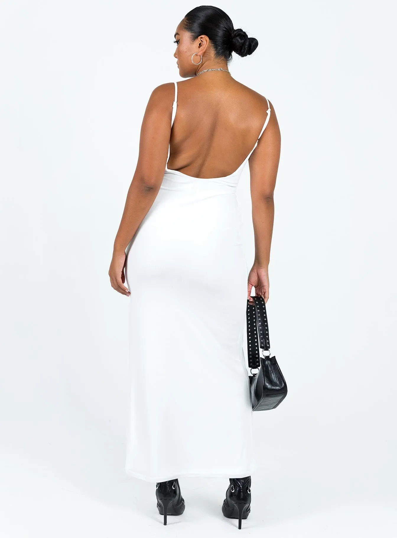 Knox Maxi Dress White Shimmer-Finish