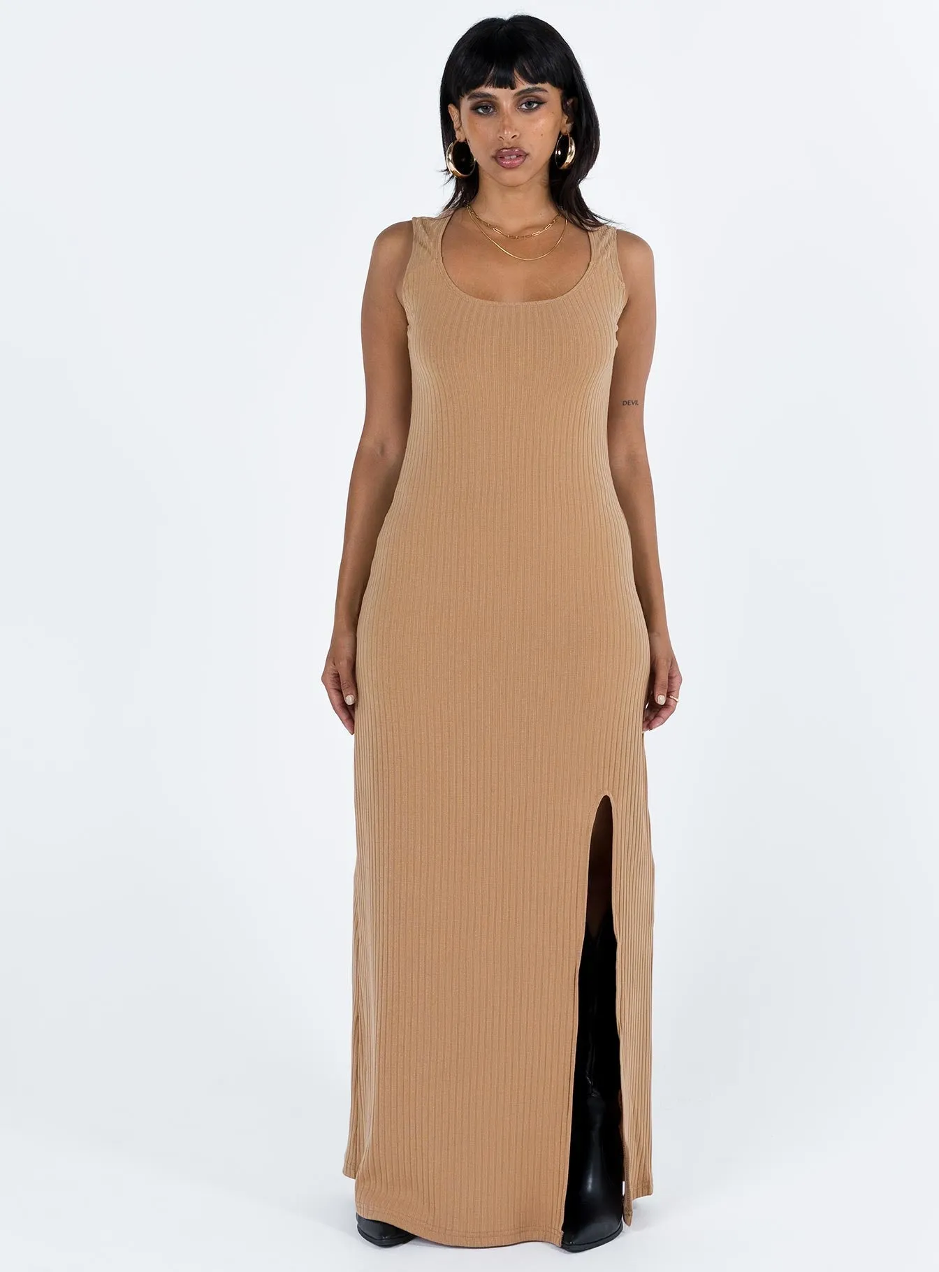 Lomandra Slip Maxi Dress Brown Flow Ready