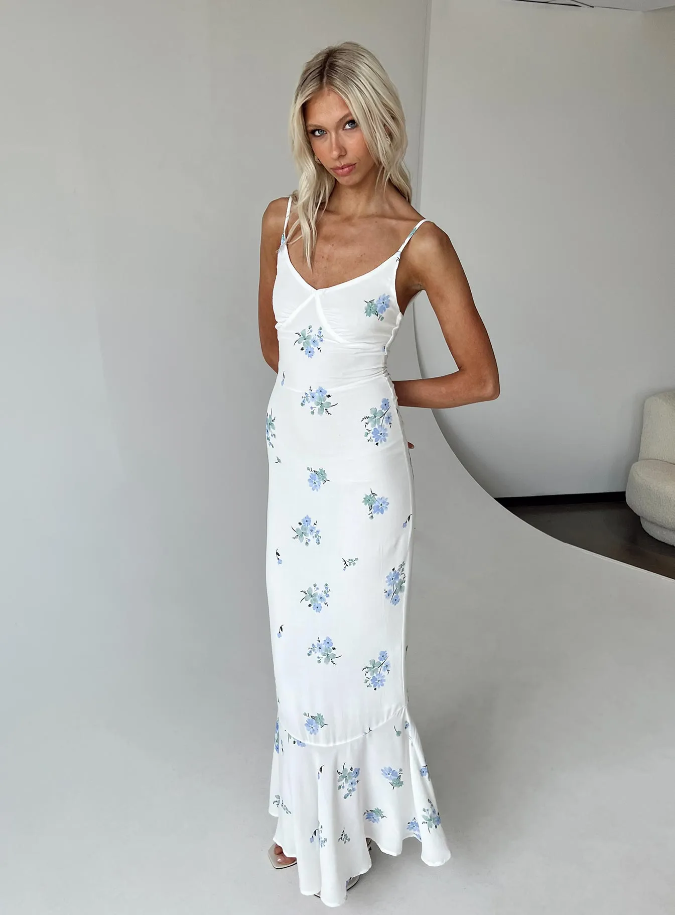 Best-Seller Sing Along Maxi Dress White / Blue Tall