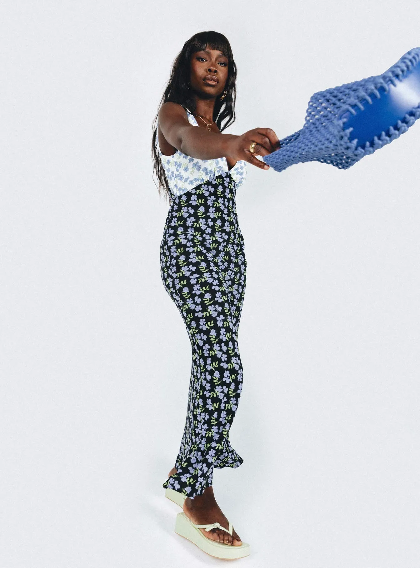 Stylish Appeal Autumn-Season Nellie Maxi Dress Blue / Multi