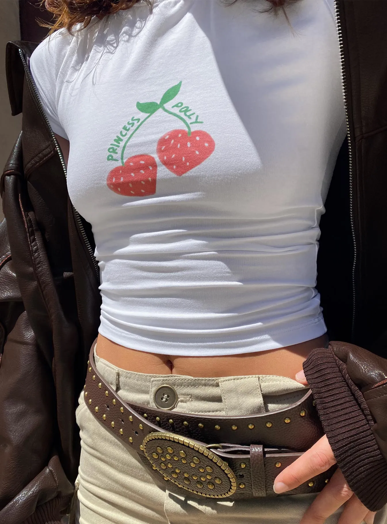 Cherry On Top Baby Tee White Non-toxic Perfect for Outdoors