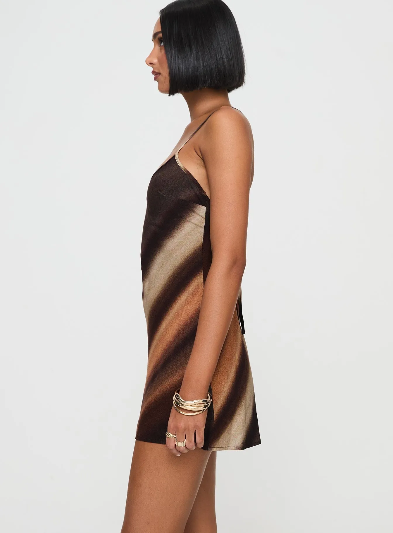 Otillie Mini Dress Brown Multi Versatile Wearable Romantic Bloom