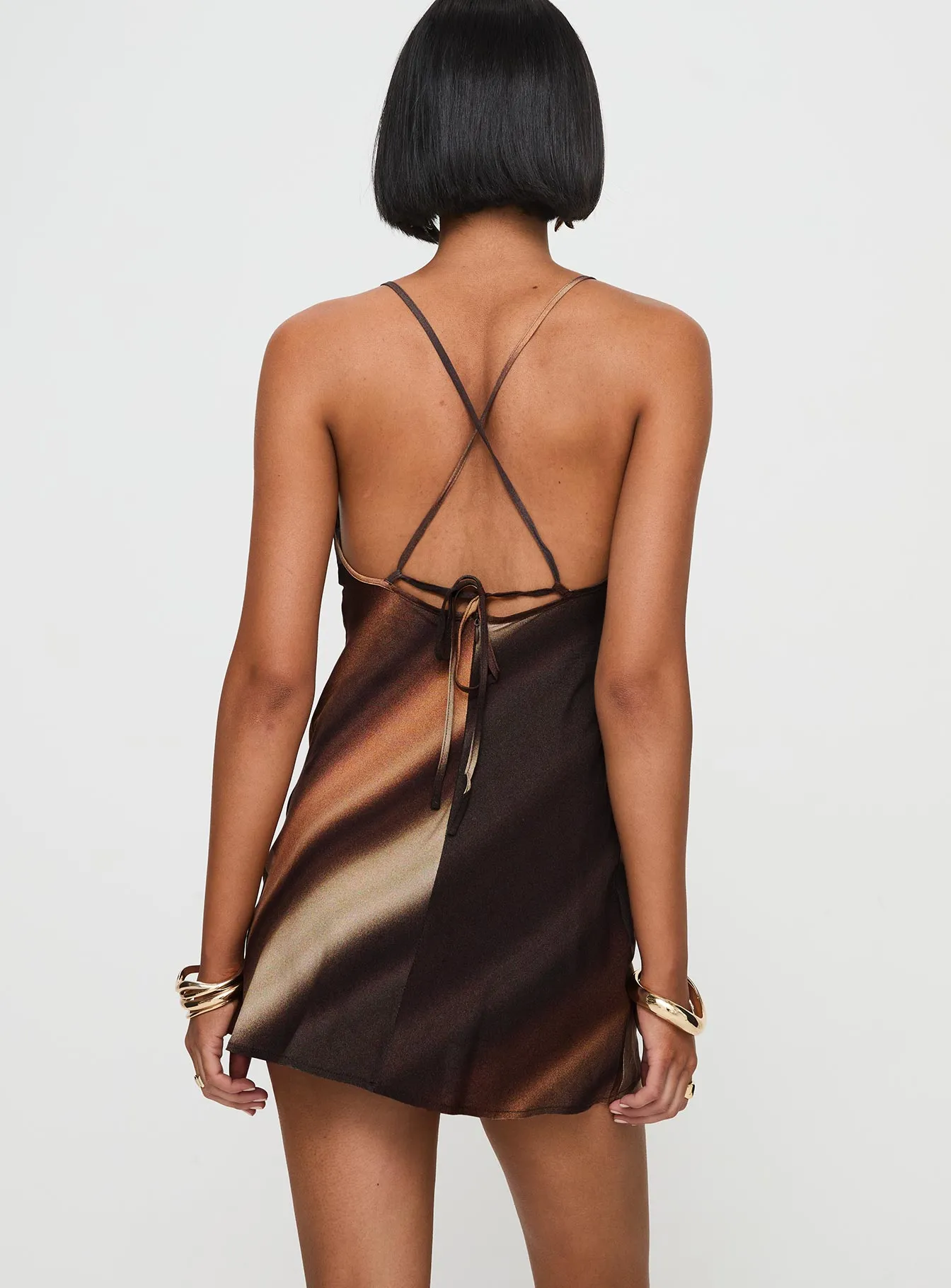 Otillie Mini Dress Brown Multi Weekend Casual Clean Mood