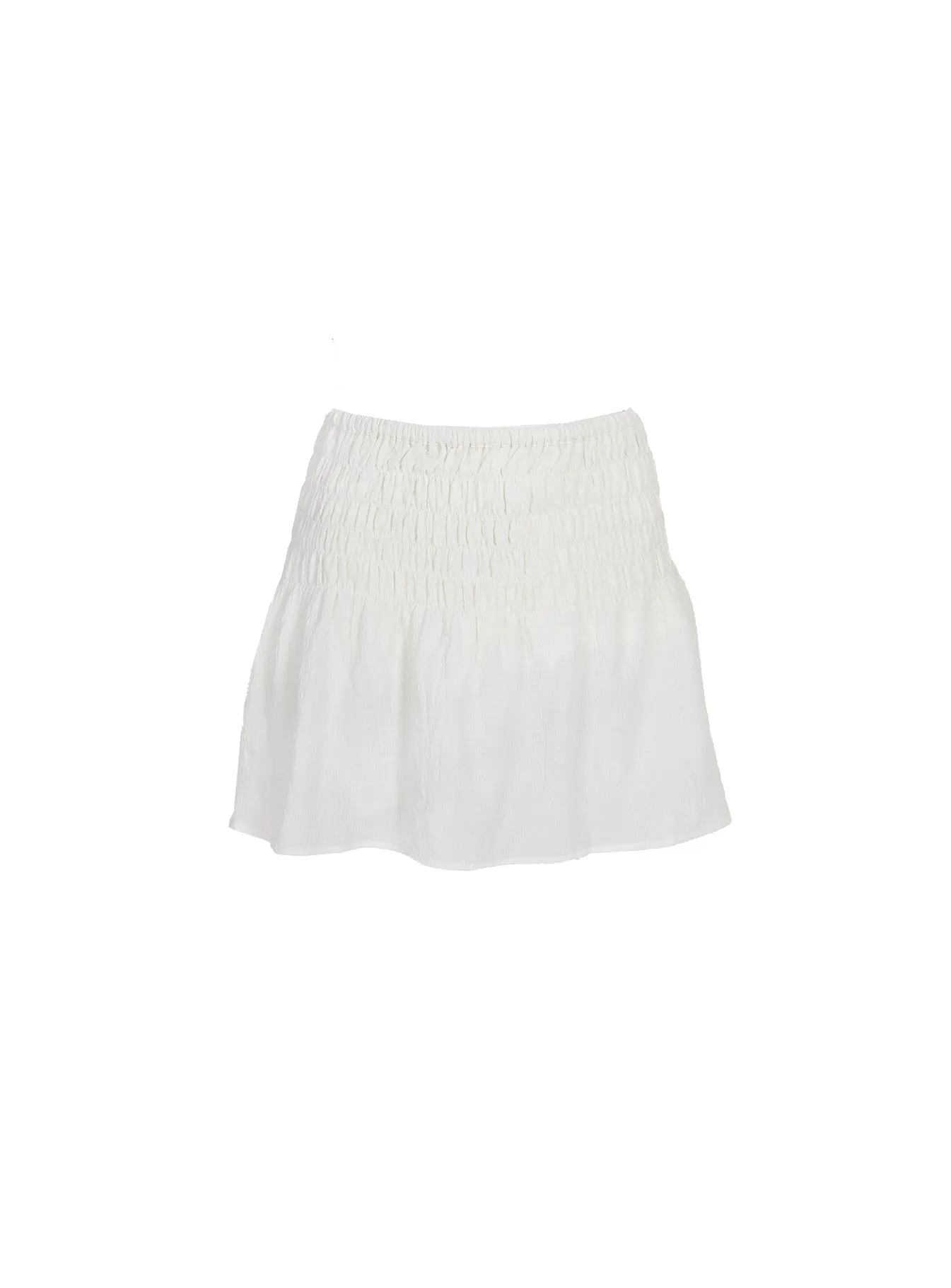 Chic casual Ruching Details Trevani Ribbon Mini Skirt Ivory