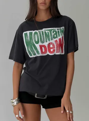 Skin Friendly Blends Floral Print Mountain Dew Oversized Graphic Tee Black