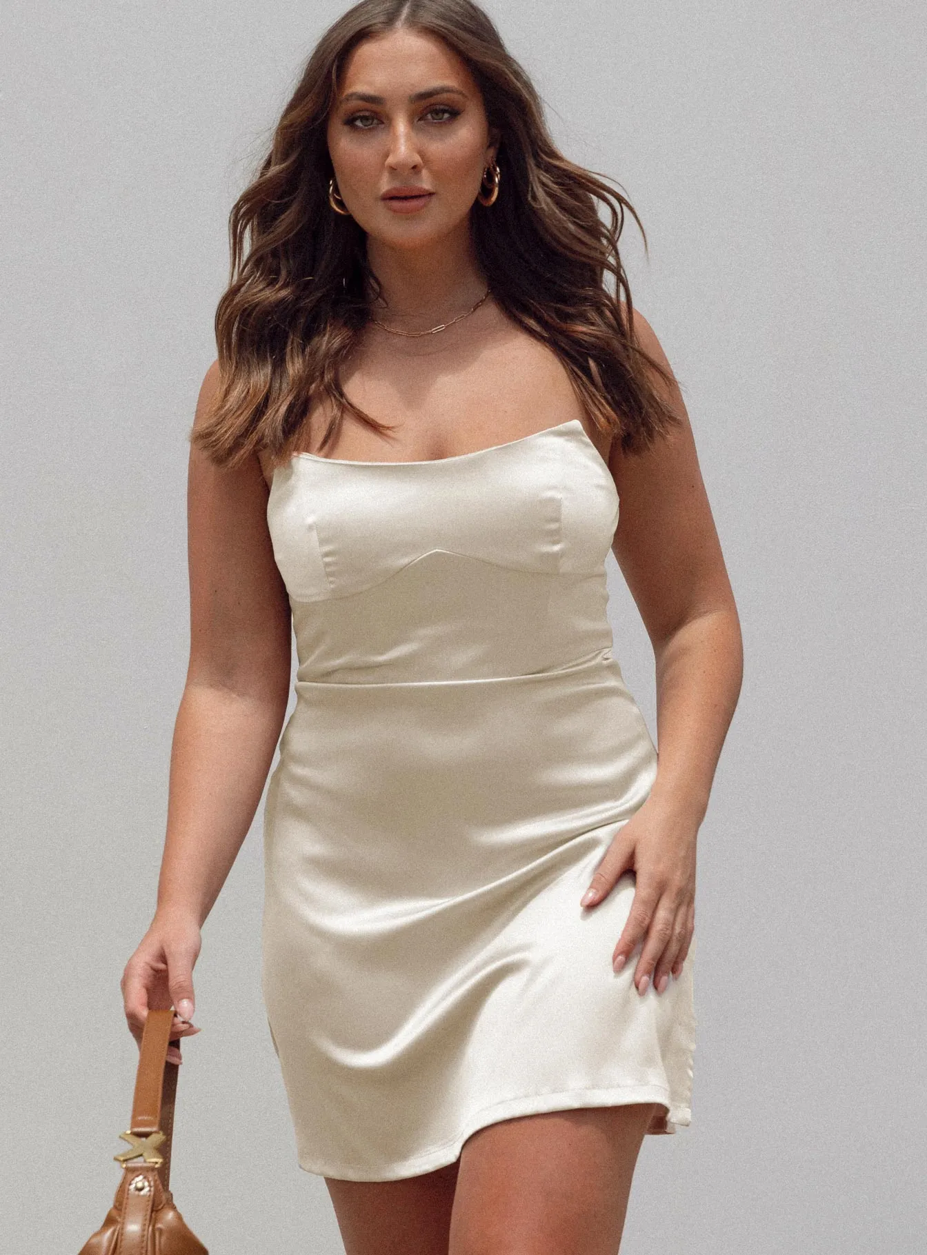 Lightweight-Lining Belli Strapless Mini Dress Champagne