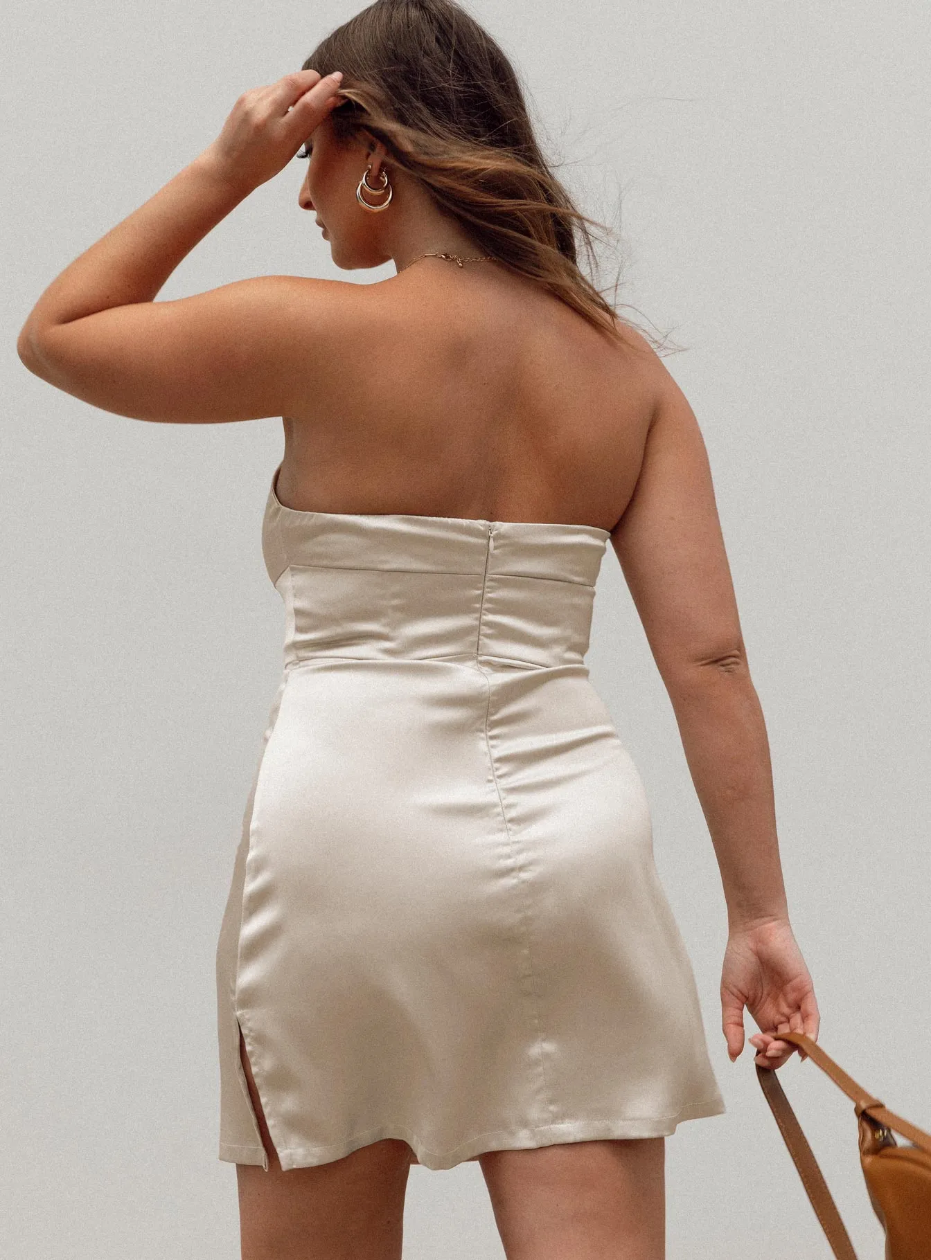 Belli Strapless Mini Dress Champagne Warm Undertone Profile Enhancer