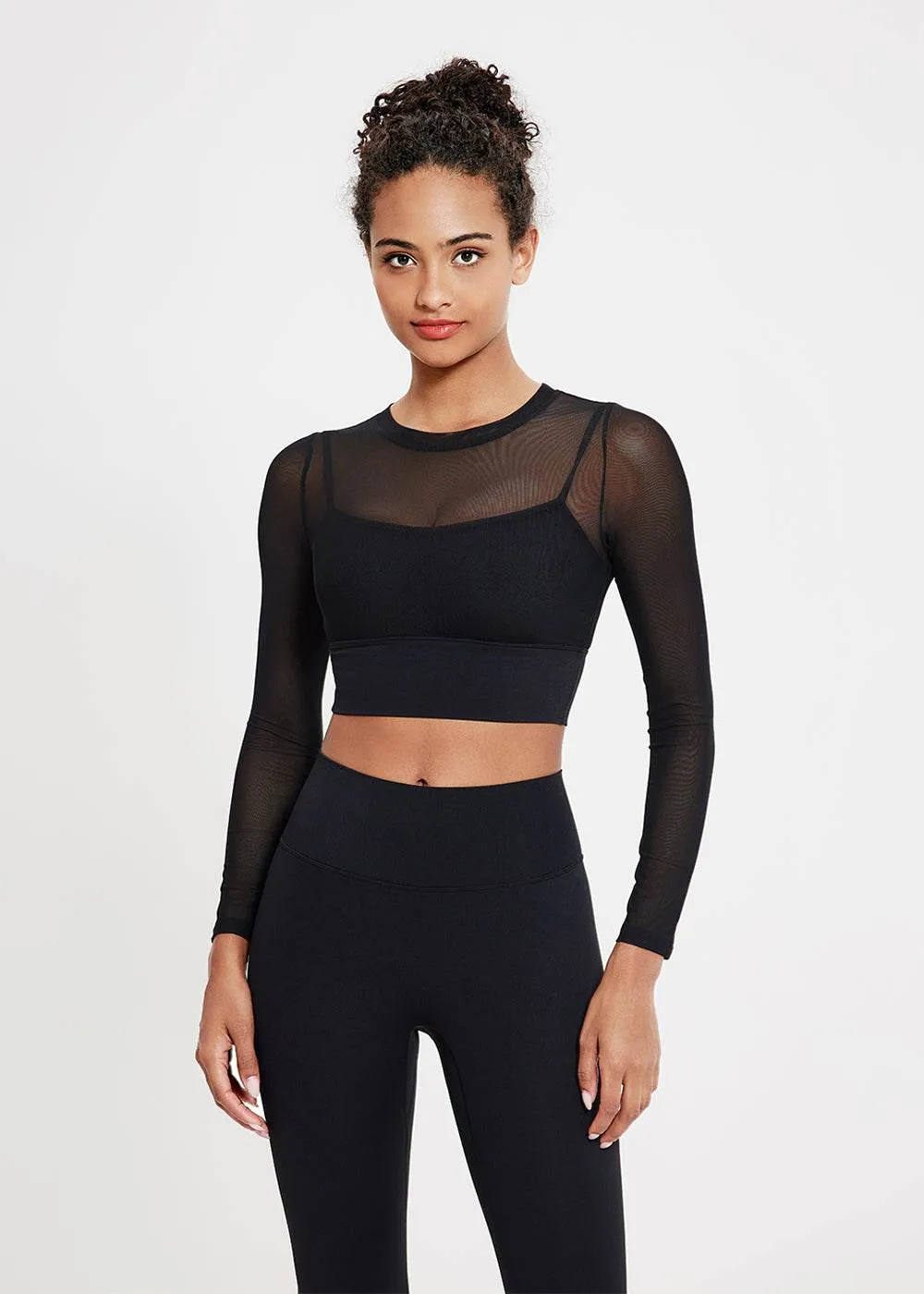 Parisian Chic OdorResistant Coating Mesh Long Sleeve Workout T-Shirt