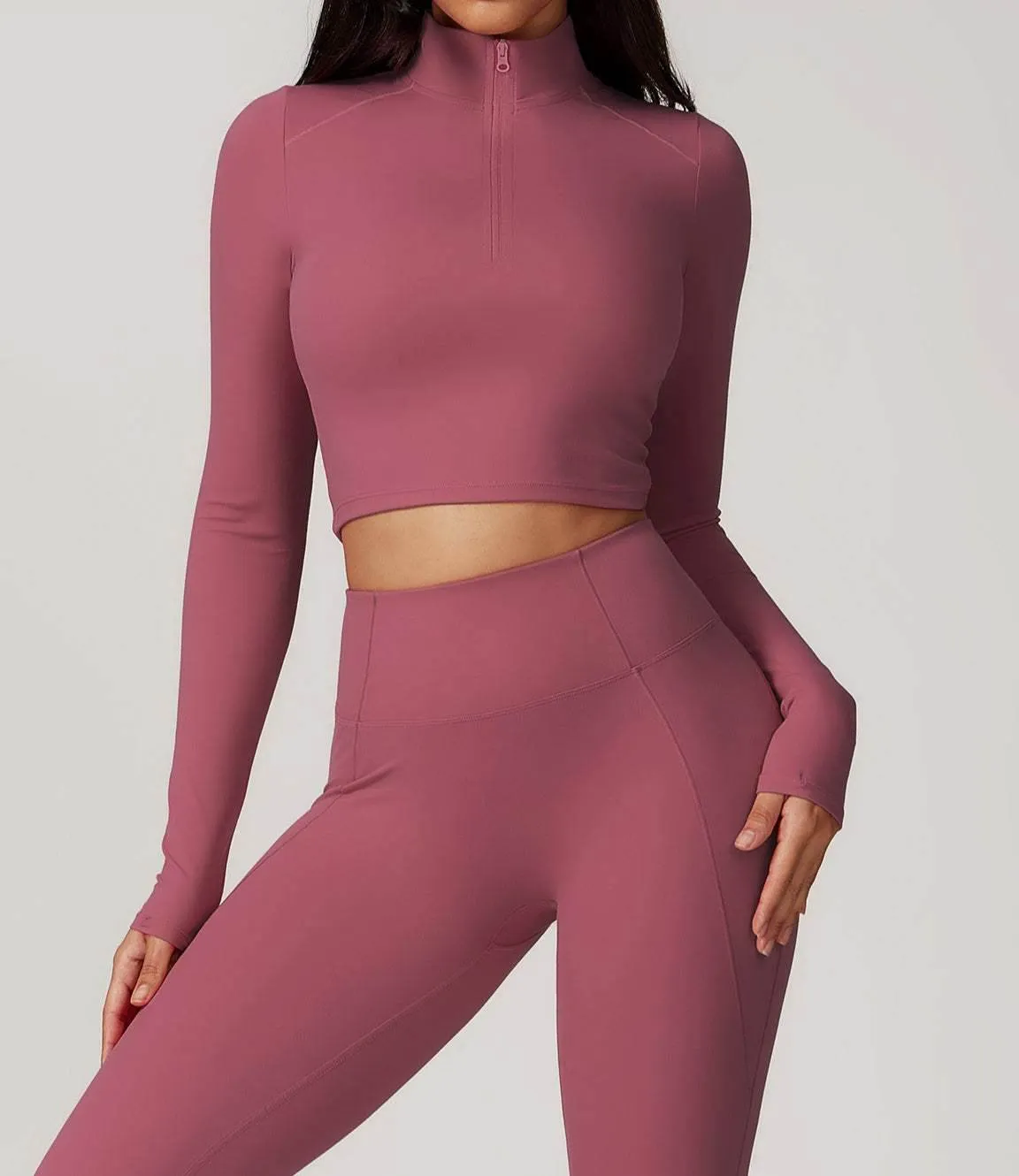 SustainableYarnBlend Play Mode Zipper Yoga Long Sleeve T-Shirt