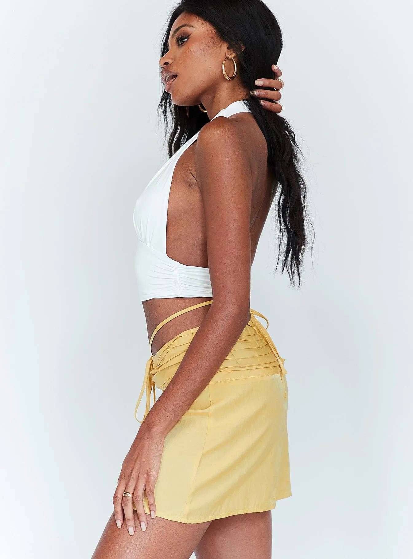 Quick Fit Sequined Finish Simone 2000's Mini Skirt Yellow