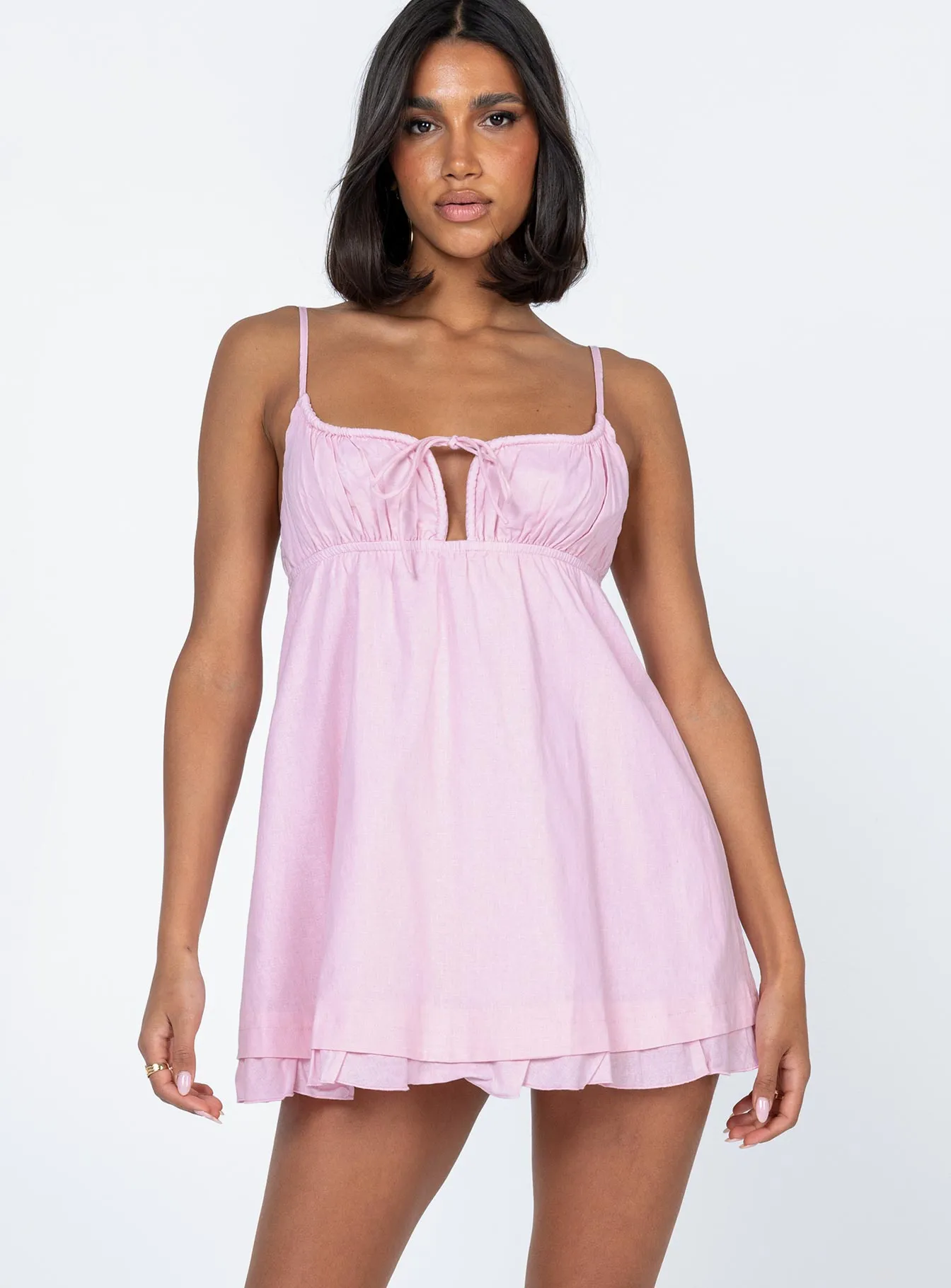 Empress of Love Mini Dress Pink Korean Trend Pleat-Front