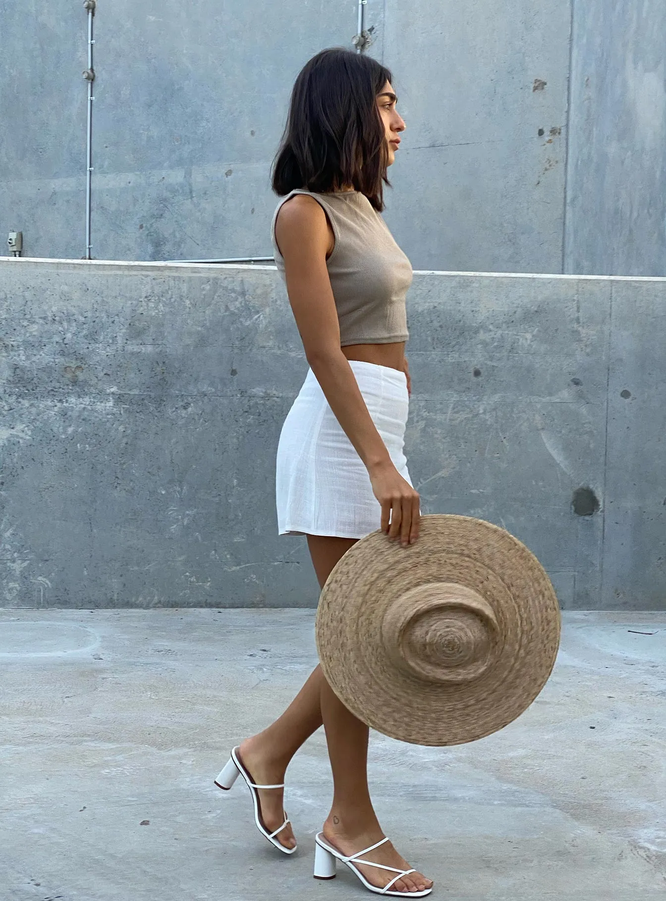 Fold Over Detail Selby Mini Skirt White Petite