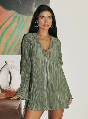 Malop Long Sleeve Mini Dress Sage Perfect Layering