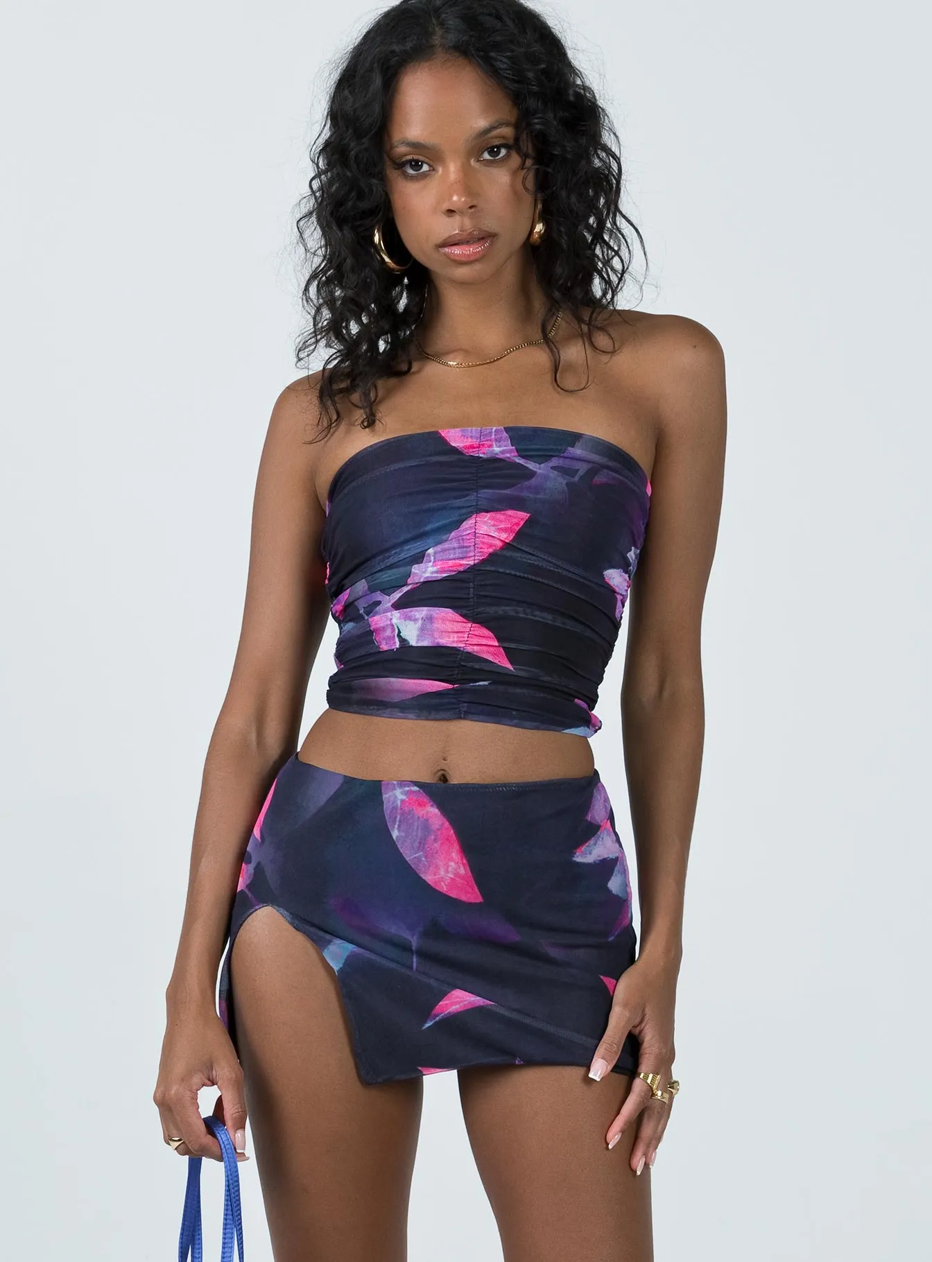 Tammin Mini Skirt Multi Fresh Vibe Shirred Back