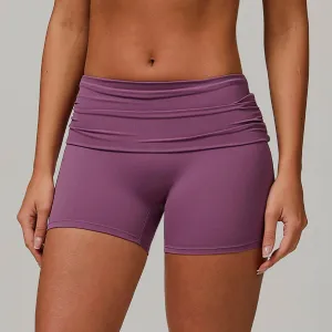 Flip Fold High Waist Tummy Yoga Shorts Lightweight Feel Weatherproof Outerwear