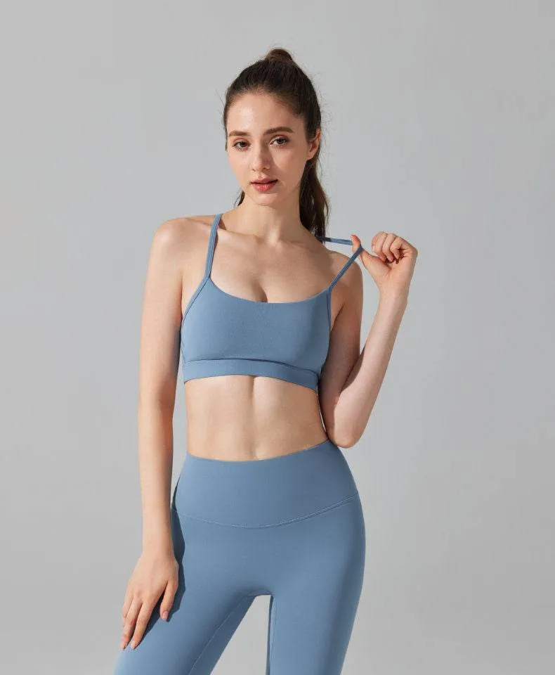 Lightweight sweater Y Back Spaghetti Straps Sports Bra