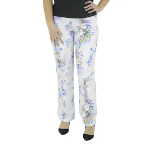 Versatile Fashion Women's Floral Casual Pant,White