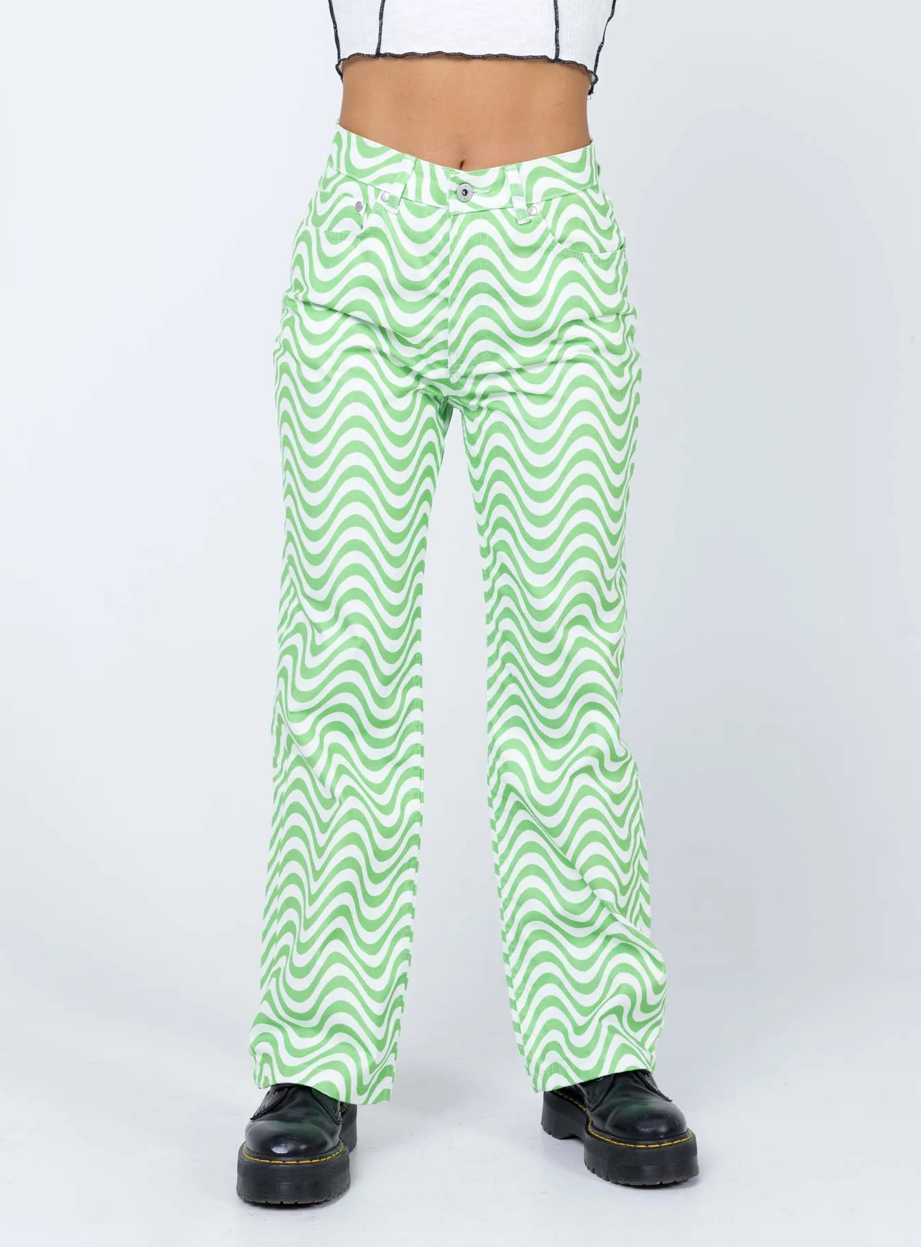 TagFreeDesign Minimalist Style The Ragged Priest Prism Jeans Green