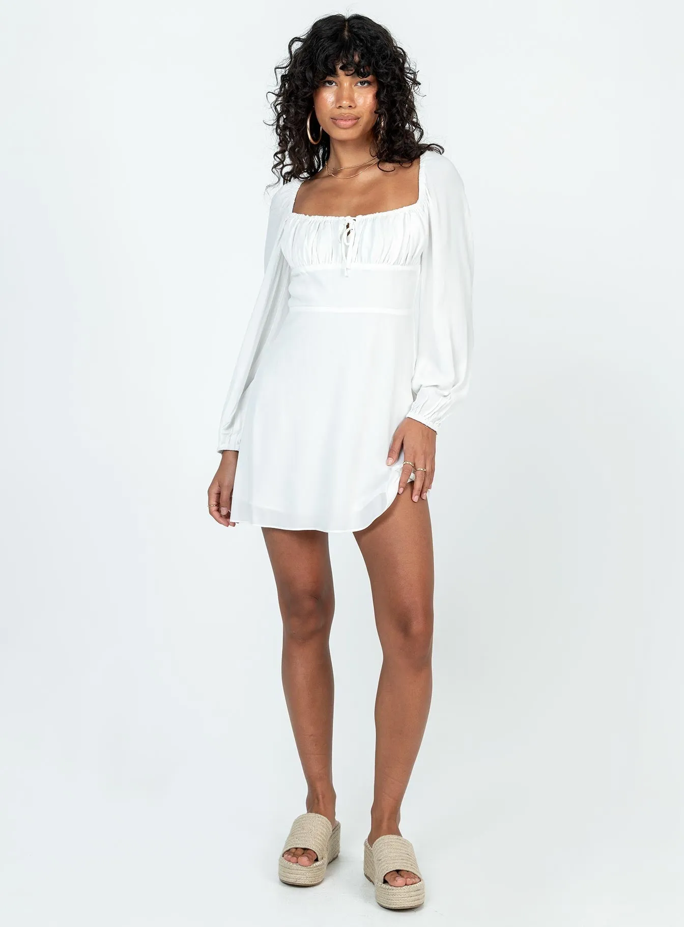 Elvira Mini Dress White Cozy Comfort Contemporary Fit