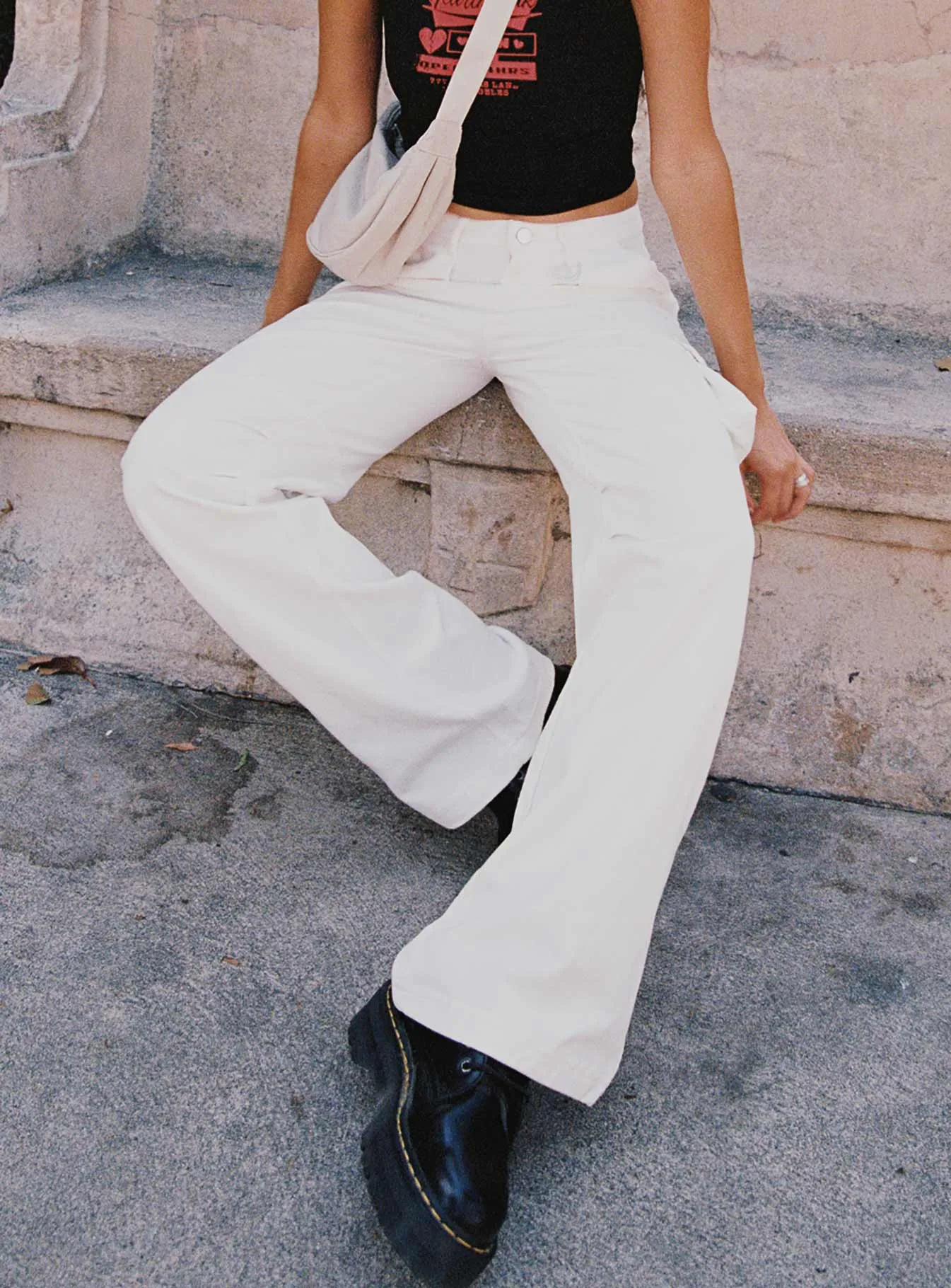 Paige Mid Rise Cargo Jean White Summer Style