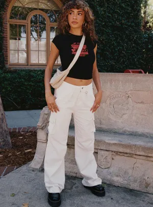 Paige Mid Rise Cargo Jean White Bio Glow