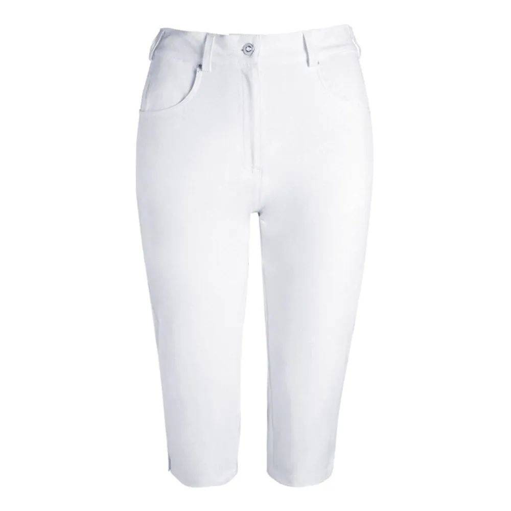 Glenmuir Women's Phoebe Lightweight Stretch Performance Golf Capri Pants - White Flex Wear Flattering Design Wear