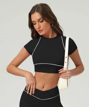 WaterRepellent Coating Seamless transition Sport Crop Tops Short Sleeve T-Shirts