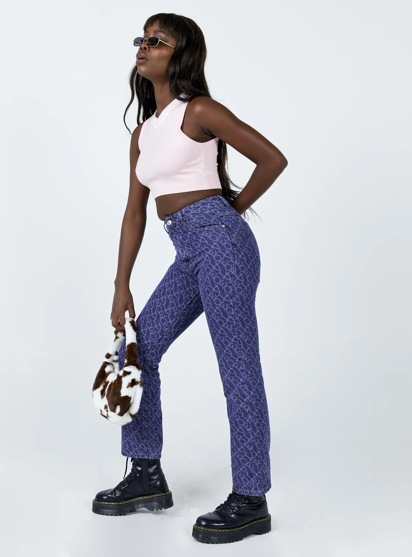 smooth zipper Chic Design Love Lounge Denim Jeans