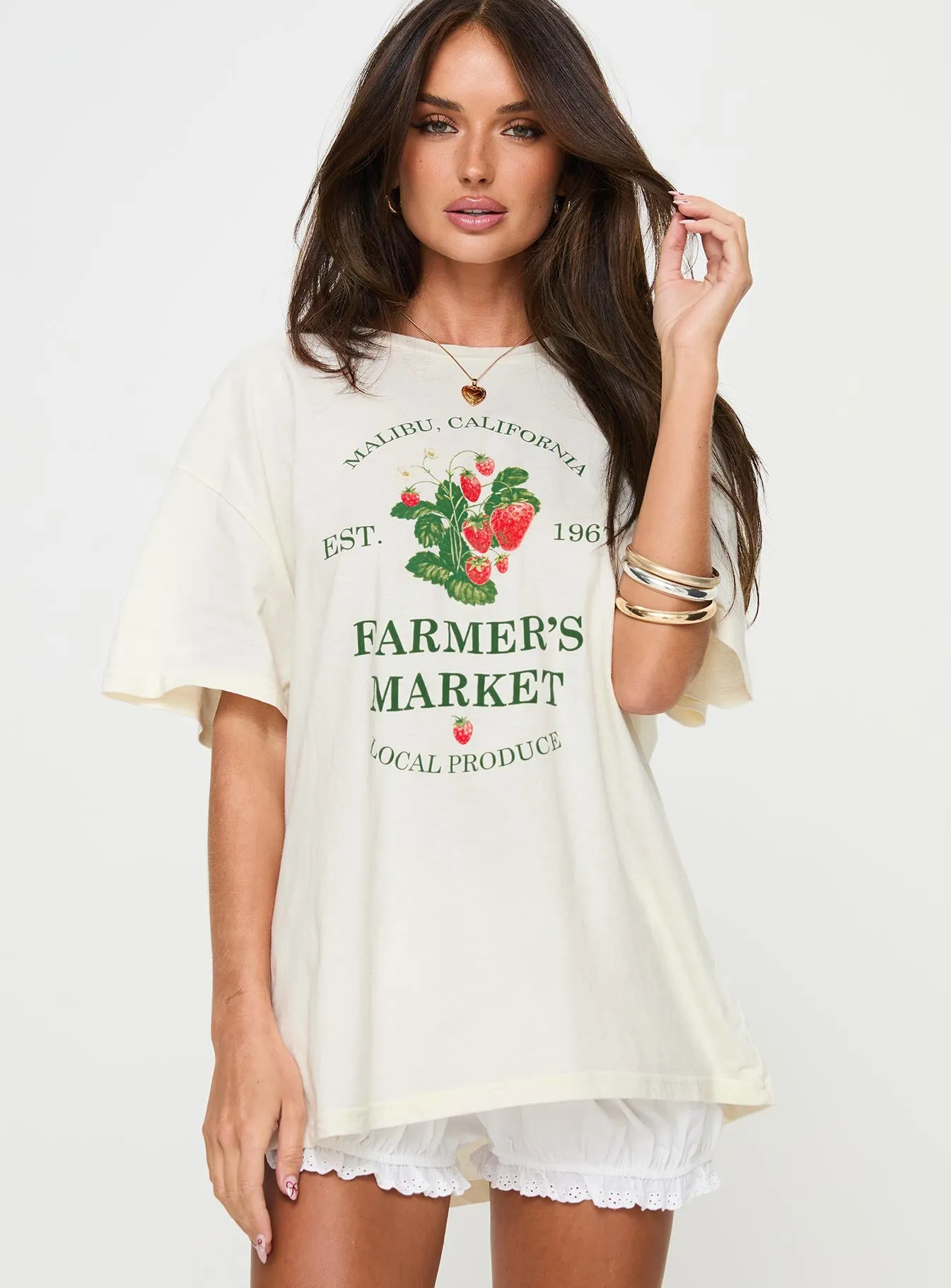 Local Produce Oversized Tee White Airflow Mesh Panels