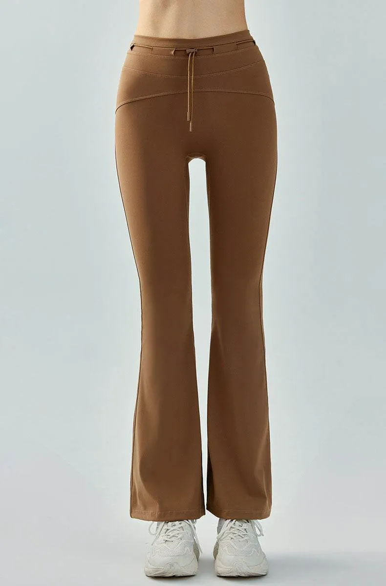 High Waist Athletic Flare Pants Yoga Trousers with Drawstring ZeroRestrictionMobility Euro Mood
