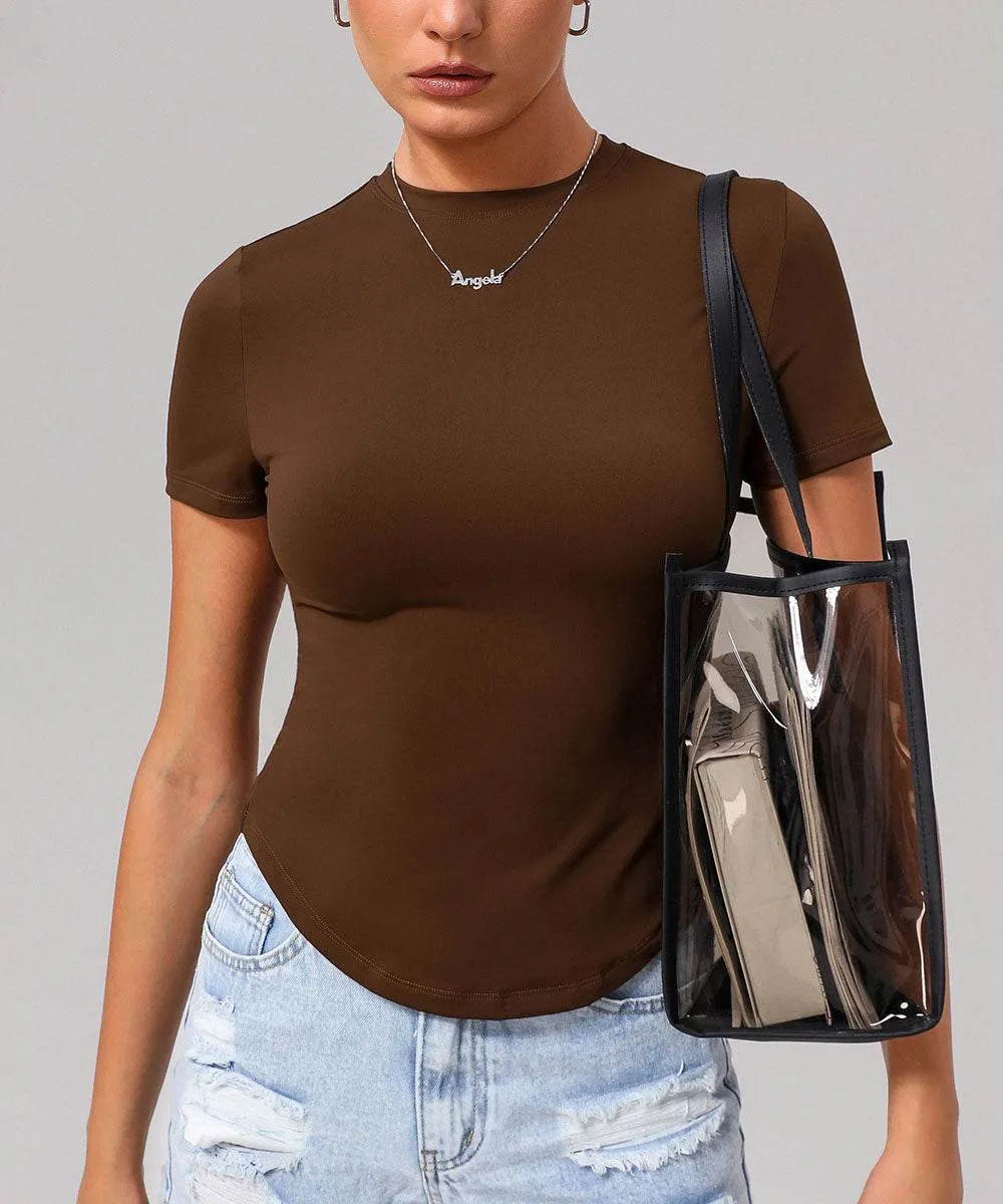 Short Sleeve Slim Fit Tops Crew Neck T-Shirts Casual Chic Weekend Style