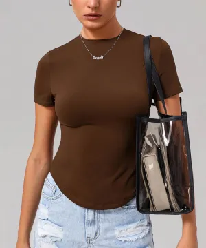 Suburb Ease Joy Mood Short Sleeve Slim Fit Tops Crew Neck T-Shirts