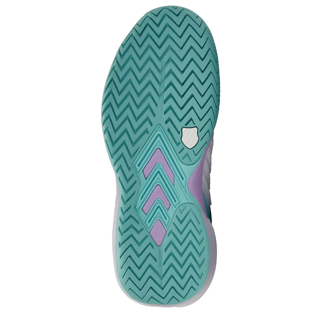 Orthopedic friendly Abrasion Resistant Material K Swiss Ultrashot 3 AC Women Tennis Shoes -  White/Angel Blue/Lilac