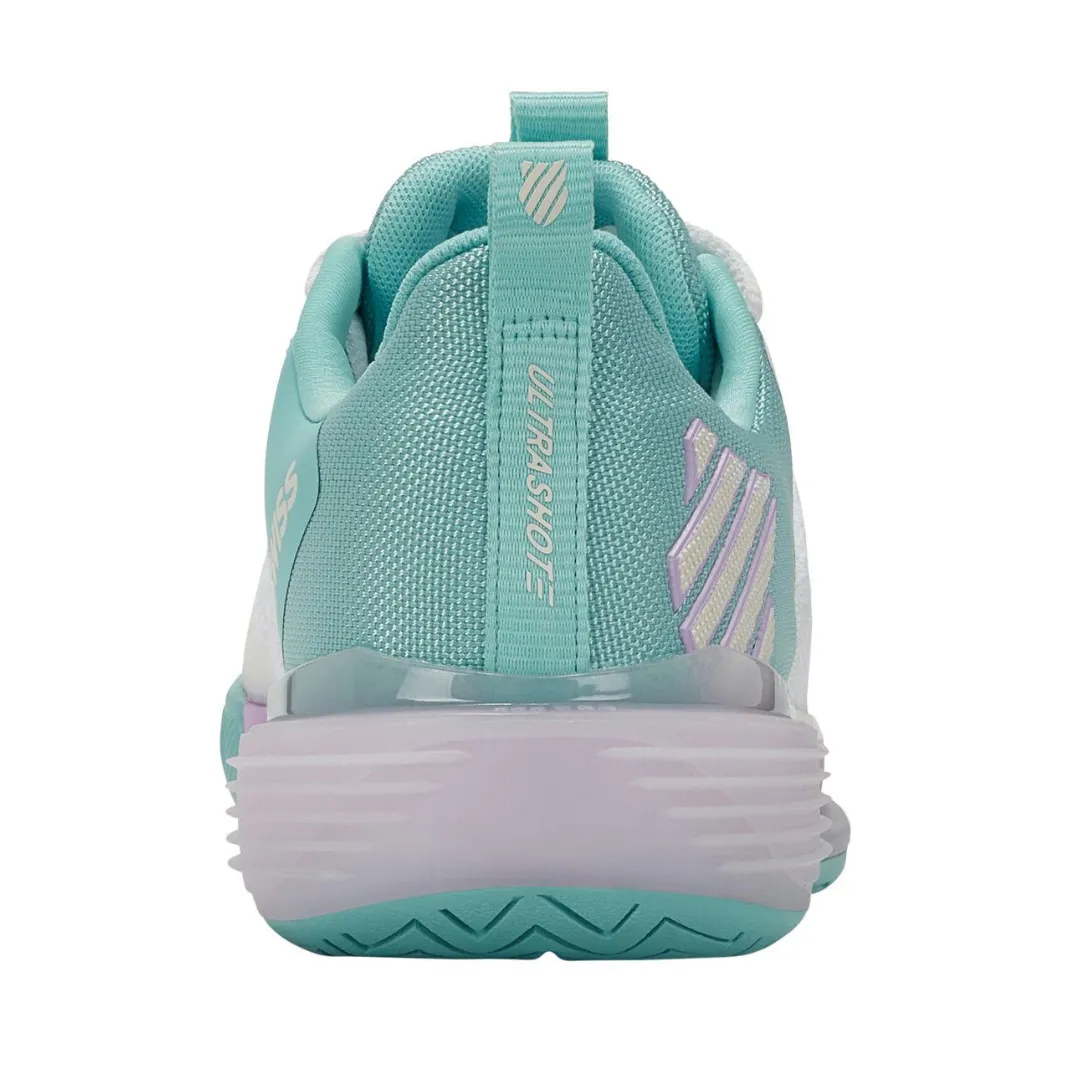 K Swiss Ultrashot 3 AC Women Tennis Shoes -  White/Angel Blue/Lilac Impact Absorb Gym goers