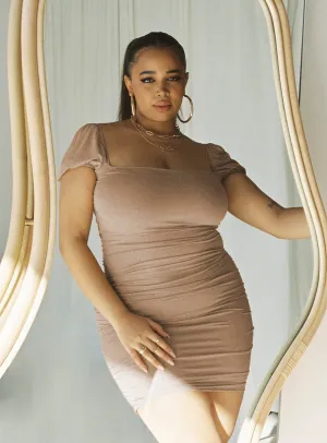 Smooth Lines Sustainable-Lining Charvi Mini Dress Tan Curve