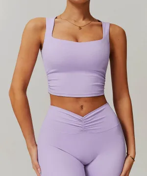 Walk Mood Low Square Neck Cropped Yoga Tank Top