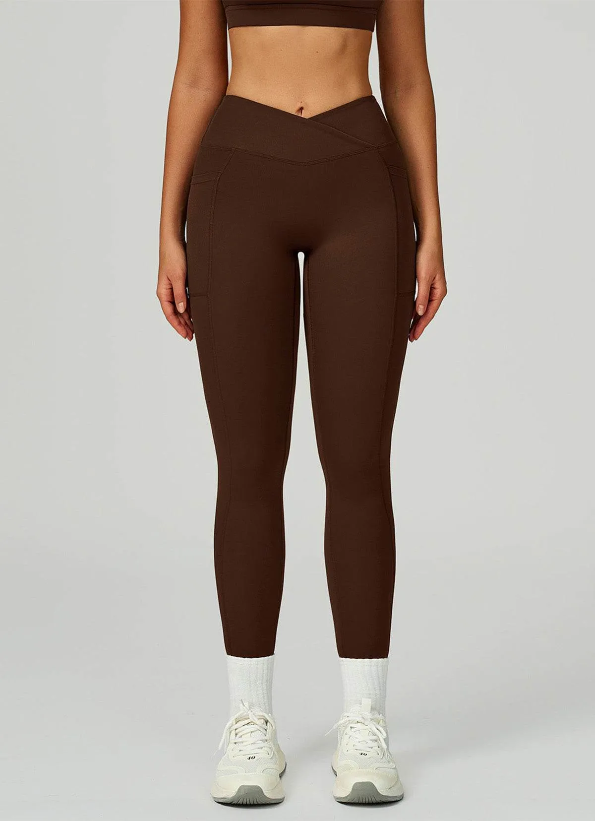 Work Ready Cross Waist Yoga Leggings with Pockets